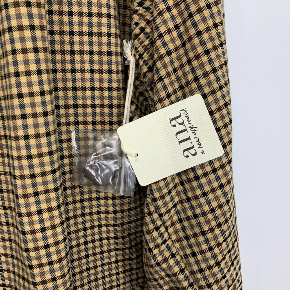 a.n.a Blazer Brown Gingham Plaid Single Button Front NWT - Picture 4 of 10